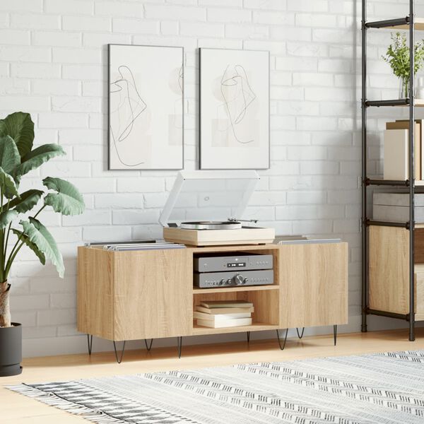 vidaXL Armoire &agrave; disques ch&ecirc;ne sonoma 121x38x48 cm bois d'ing&eacute;nierie