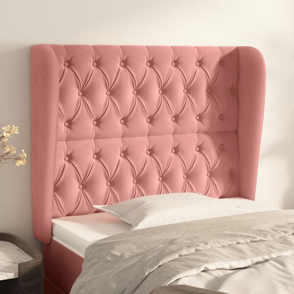 vidaXL T&ecirc;te de lit avec oreilles Rose 93x23x118/128 cm Velours