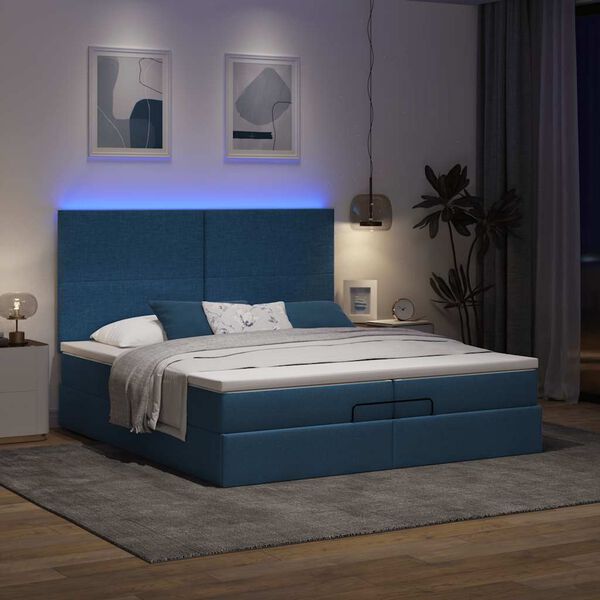 VidaXL Cadre de lit ottoman avec matelas bleu 200x200cm tissu