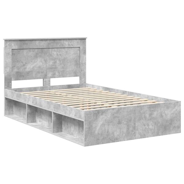 vidaXL Cadre de lit avec tiroir Gris B&eacute;ton 135 x 190 cm Pin massif