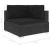 vidaXL Salon de jardin 5 pcs avec coussins R&eacute;sine tress&eacute;e Noir
