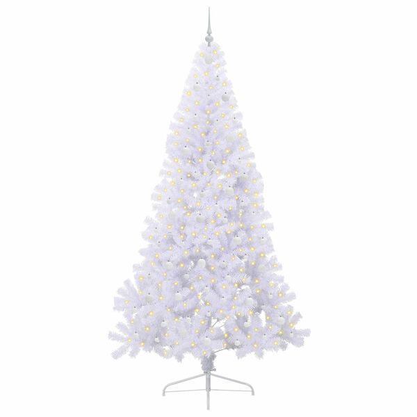 vidaXL Sapin de No&euml;l artificiel avec 300 LED Blanc 240 cm PVC et Acier