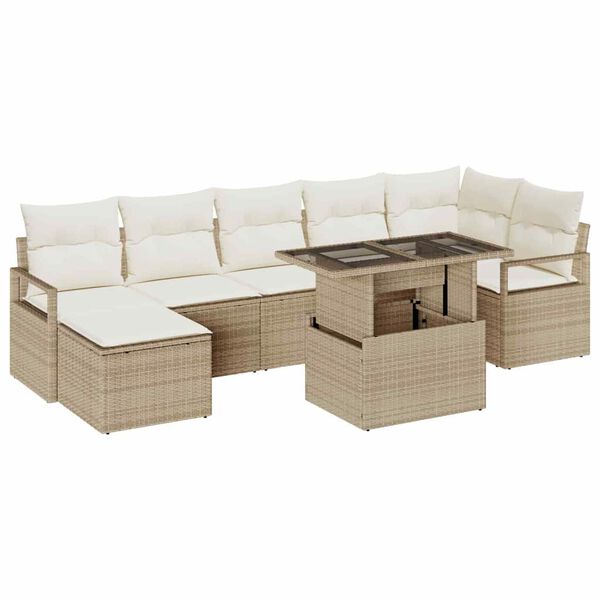 vidaXL Ensemble de canap&eacute; de jardin avec coussin 8 pcs beige et cr&egrave;me
