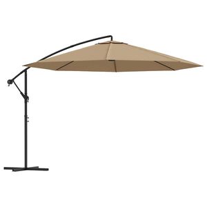 vidaXL Parasol de jardin en porte-&agrave;-faux et poteau en acier taupe