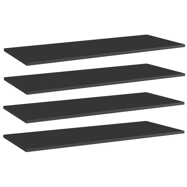 vidaXL Panneaux biblioth&egrave;que 4pcs Noir brillant 100x40x1,5cm Agglom&eacute;r&eacute;