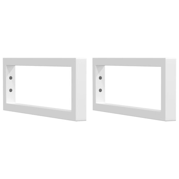 vidaXL Supports d'&eacute;tag&egrave;res pour lavabo 2 pcs blanc rectangulaire acier