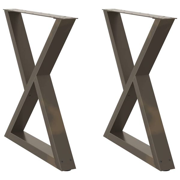 vidaXL Pieds de table &agrave; manger 2 pi&egrave;ces Acier naturel 80 x (72-73,3) cm Acier