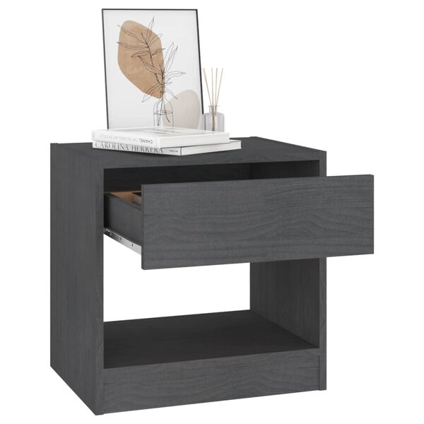 vidaXL Tables de chevet 2 pcs Gris 40x31x40 cm Bois de pin massif