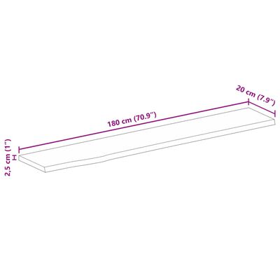 vidaXL Dessus de table 180x20x2,5cm bord vif bois massif manguier brut