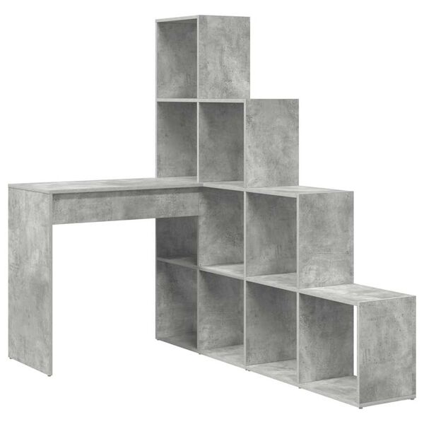 vidaXL Bureau d'angle avec étagère Gris béton 101,5 x 149,5 x 149,5 cm