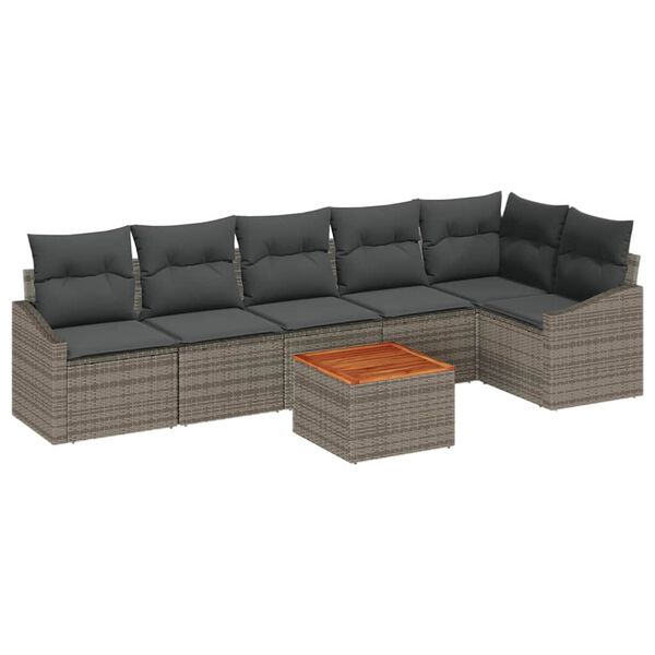 vidaXL Ensemble de canap&eacute; de jardin avec stockage 7 pcs Gris polyrotin