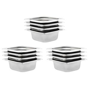 vidaXL R&eacute;cipients Gastronorm 12 pcs GN 1/6 65 mm Acier inoxydable