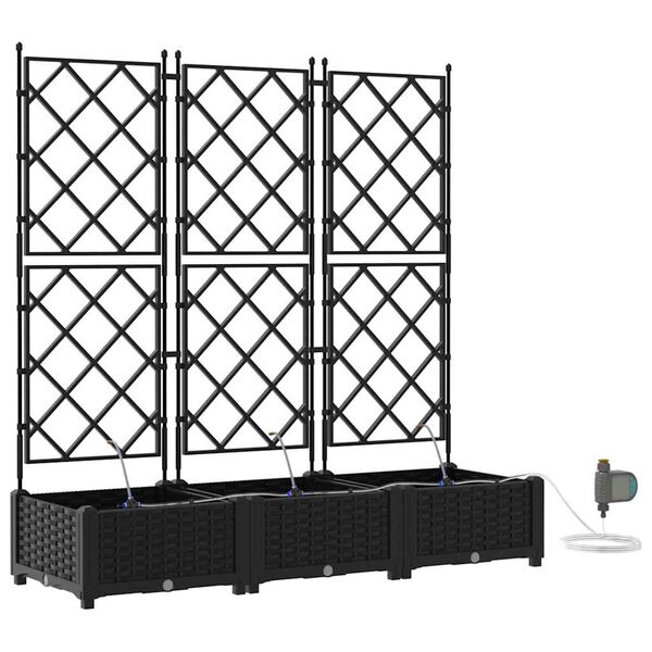 vidaXL Cache-pot de jardin 3 pcs Noir Acier