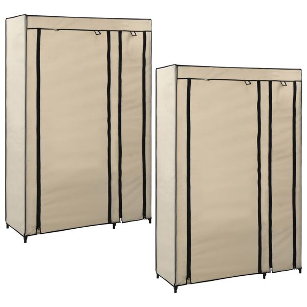 vidaXL Garde-robes pliables 2 pcs Cr&egrave;me 110x45x175 cm Tissu