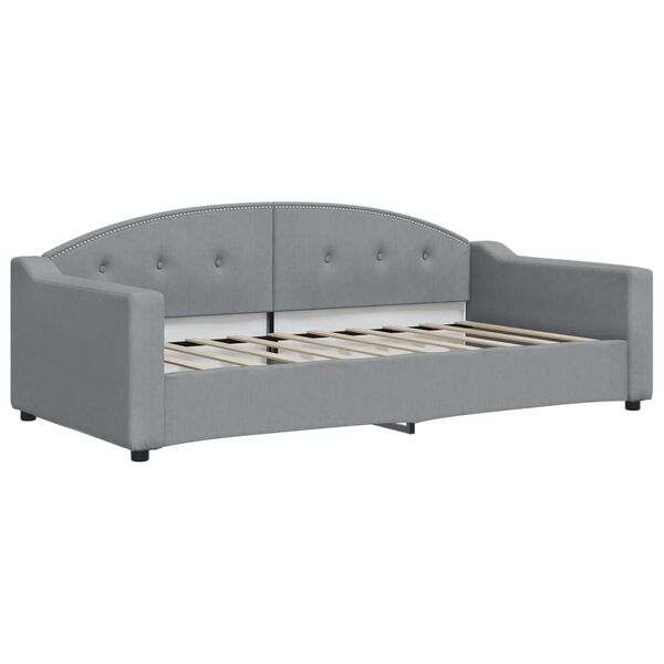vidaXL Lit de jour avec gigogne et matelas gris clair 90x190 cm tissu