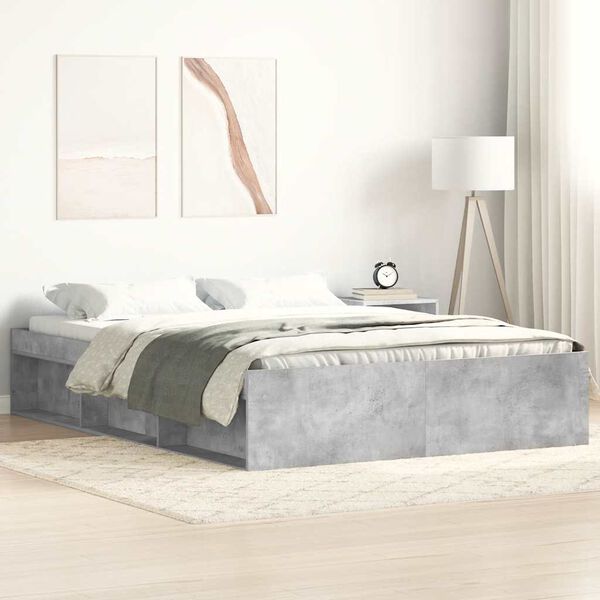 vidaXL Cadre de lit sans matelas gris b&eacute;ton 140x200 cm