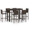 vidaXL Ensemble de bar d'ext&eacute;rieur 7 pcs accoudoir Poly rotin Marron