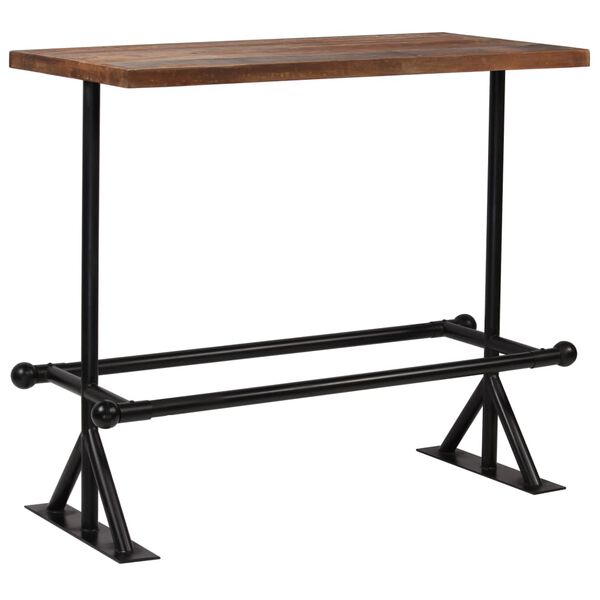 vidaXL Table de bar Bois de r&eacute;cup&eacute;ration massif Marron fonc&eacute;