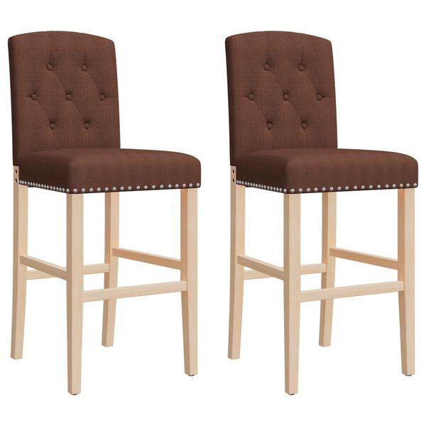 vidaXL Chaises de bar lot de 2 bois massif d'h&eacute;v&eacute;a et tissu