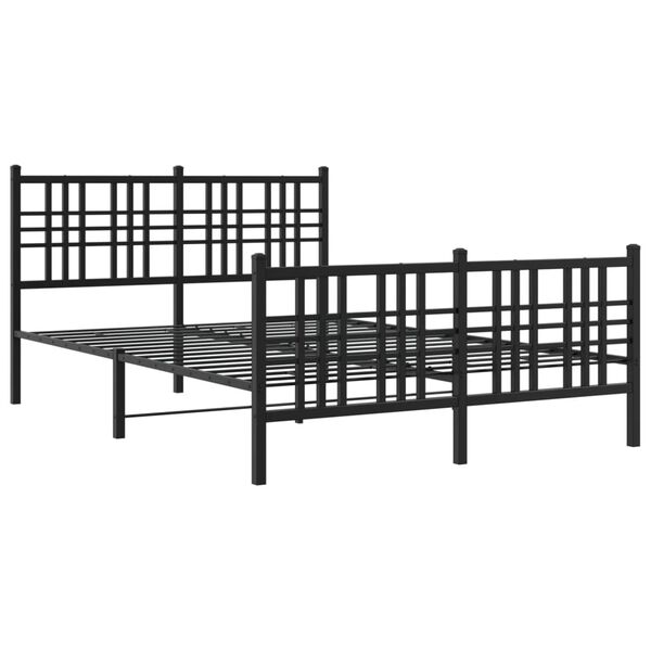 vidaXL Cadre de lit m&eacute;tal sans matelas avec pied de lit noir 140x190cm