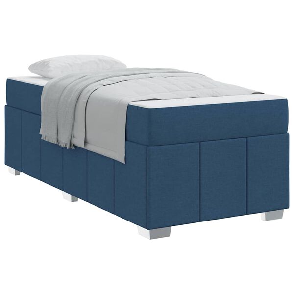 vidaXL Cadre de lit avec matelas Bleu 80 x 200 cm tissu