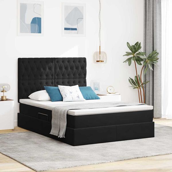 vidaXL Lit avec rangement et LED avec LED Noir 140 x 190 cm Velours