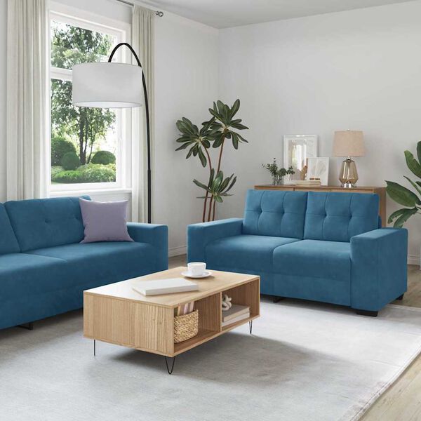 vidaXL Ensemble de Canap&eacute;s 3 pcs Bleu 221 x 80 x 80 cm Velours