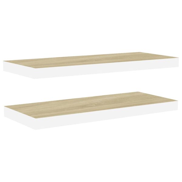 vidaXL Étagères flottantes 2 pcs chêne et blanc 60x23,5x3,8 cm MDF