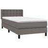 vidaXL Sommier &agrave; lattes de lit avec matelas Gris 90x200 cm Similicuir