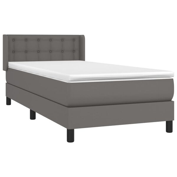 vidaXL Sommier &agrave; lattes de lit avec matelas Gris 90x200 cm Similicuir