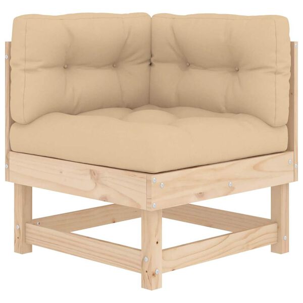vidaXL Canap&eacute; d'angle avec coussins bois de pin solide