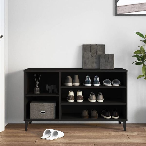 vidaXL Armoire &agrave; chaussures Noir 102x36x60 cm Bois d'ing&eacute;nierie