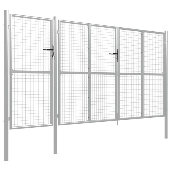 vidaXL Portail de jardin en acier 400 x 150 cm argenté