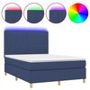 vidaXL Sommier &agrave; lattes de lit et matelas et LED Bleu 140x200 cm Tissu