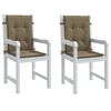 vidaXL Coussins de chaise &agrave; dossier bas lot de 2 taupe m&eacute;lang&eacute; tissu