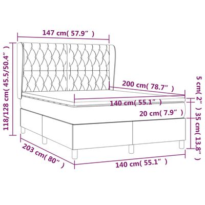 vidaXL Sommier à lattes de lit avec matelas Marron foncé 140x200 cm