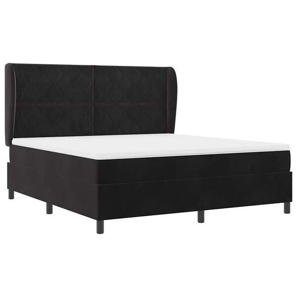 vidaXL Lit &agrave; ressorts avec matelas Noir 200 x 180 cm Polyester