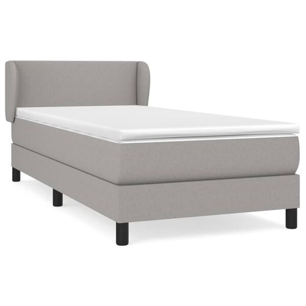 vidaXL Sommier &agrave; lattes de lit avec matelas Gris clair 90x200 cm Tissu