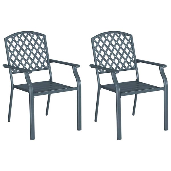 vidaXL Chaise de jardin 2 pcs Anthracite 56 x 65 x 89 cm Acier