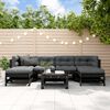 vidaXL Salon de jardin 7 pcs avec coussins noir bois massif