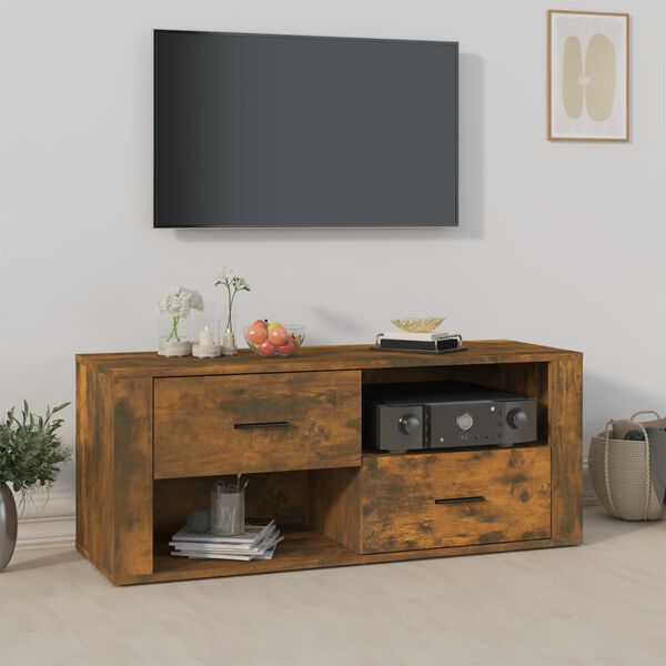vidaXL Meuble TV Ch&ecirc;ne fum&eacute; 100x35x40 cm Bois d'ing&eacute;nierie