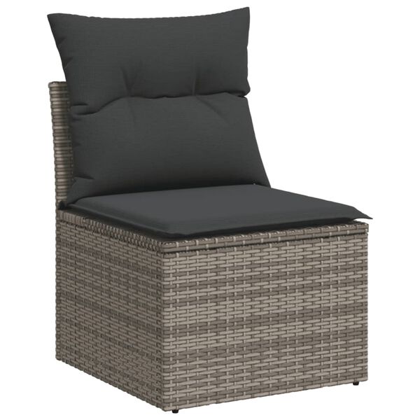 vidaXL Salon de jardin 5 pcs avec coussins gris r&eacute;sine tress&eacute;e