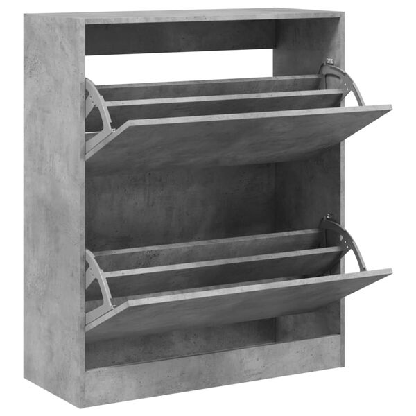 vidaXL Armoire &agrave; chaussures gris b&eacute;ton 80x34x96,5 cm bois d'ing&eacute;nierie