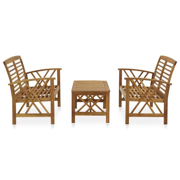 vidaXL Salon de jardin 3 pcs Bois d'acacia solide