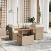 vidaXL Salon de jardin avec coussins 5 pcs beige r&eacute;sine tress&eacute;e