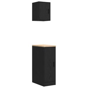 vidaXL Armoires de garage 2 pcs noir bois d'ing&eacute;nierie
