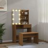 vidaXL Ensemble de coiffeuse avec LED Ch&ecirc;ne marron Bois d'ing&eacute;nierie