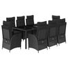 vidaXL Ensemble &agrave; manger de jardin 9pcs coussins noir r&eacute;sine tress&eacute;e