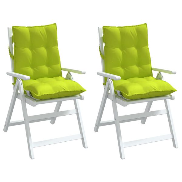 vidaXL Coussins de chaise &agrave; dossier bas lot de 2 vert vif