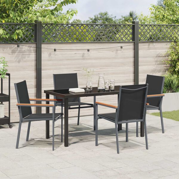 vidaXL Ensemble de salle &agrave; manger pour jardin 5 pcs Noir